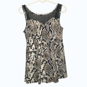 Shore Shapes Snakeskin Print Swim Dress OnePiece Swimsuit Women 14 Tummy Control